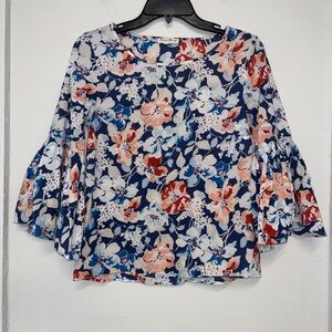 Jane & Delancey Cotton‎ Floral Bell Sleeve Top Size Small